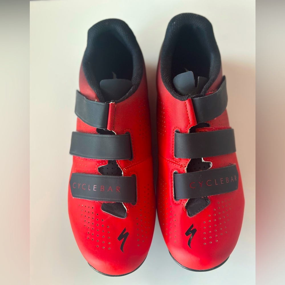 Cyclebar Red and Black Cycling Shoes with Velcro Straps
